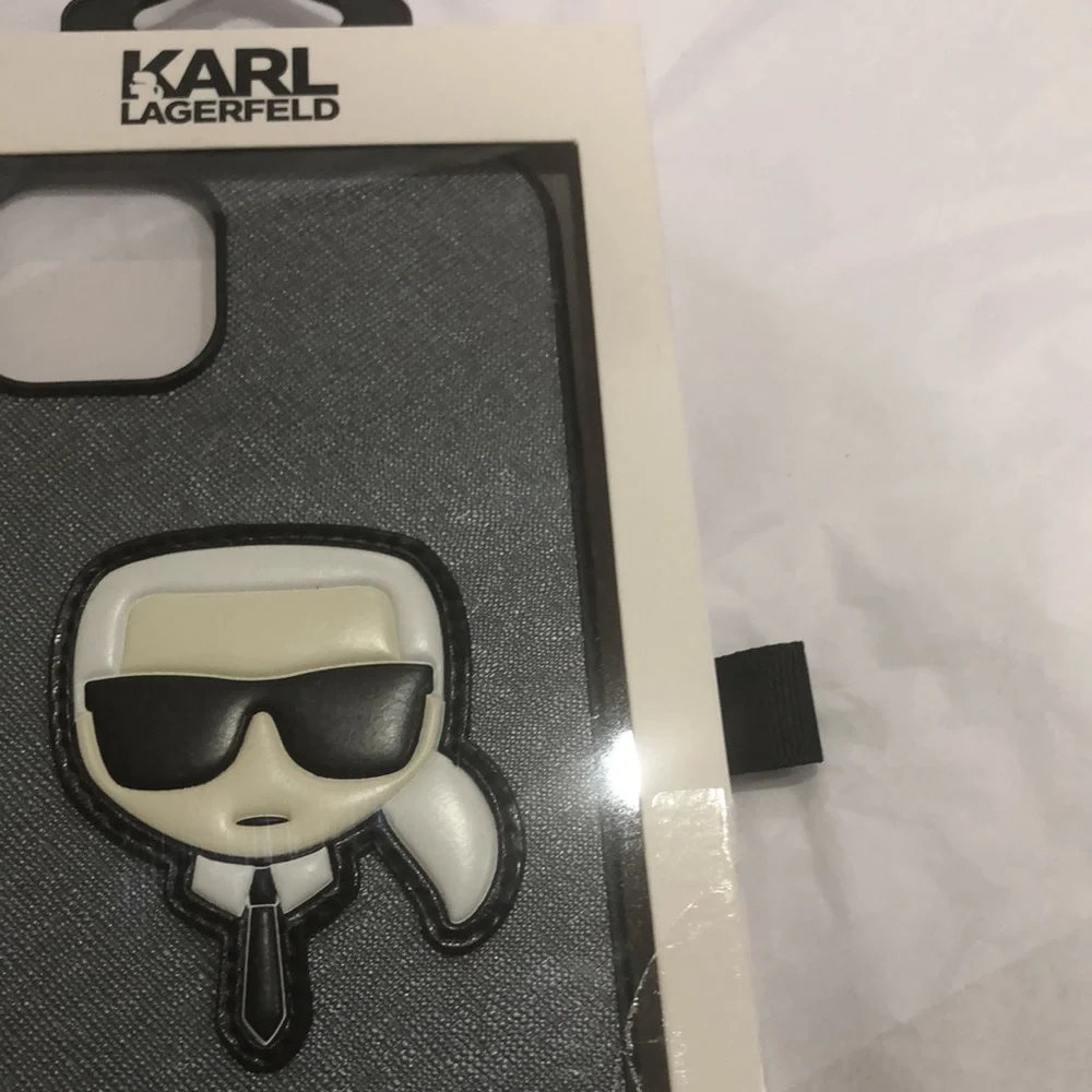 Karl Lagerfeld charcoal steel gray iPhone 14 Max slim profile‎ phone case new